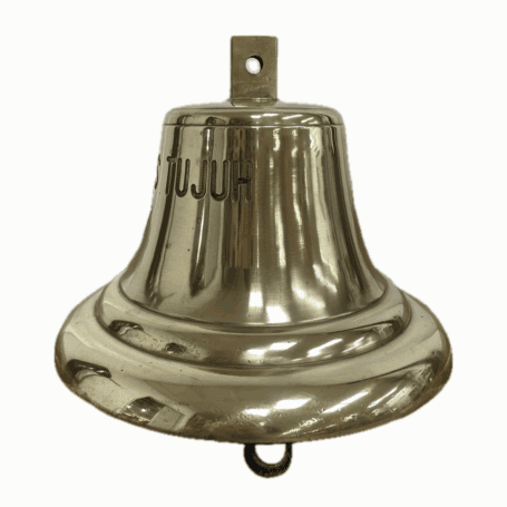 Brass Ship Bell - Bunga Mas Tujuh (1997) Close-up of mounting bracket on top of brass ship bell