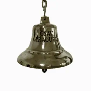 Vintage ship bell from CSAV LARAQUETE hanging on brass chain