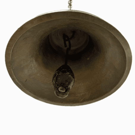 Vintage Brass Ship Bell - CSAV LARAQUETE Container Ship Bottom view of vintage ship bell showing original clapper
