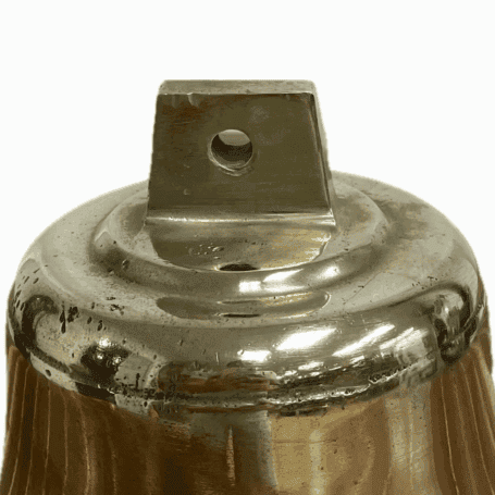 Vintage Brass Ship Bell - CSAV LARAQUETE Container Ship Mounting bracket detail on vintage ship bell from container ship