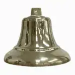 Side profile of vintage ship bell with polished brass finish
