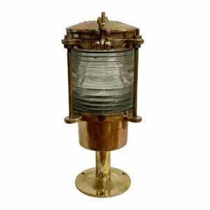 Kahlenberg Brass Fresnel Lens Post Light – Small Vintage Marine Signal Light