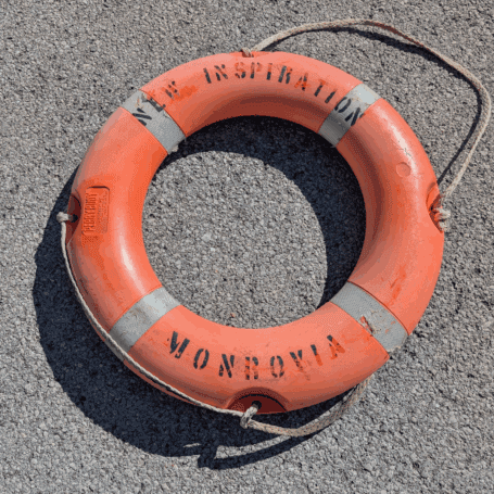 Ship Salvaged Life Ring, Vessel Built in 2002, Japan 04 2002 New Inspiration Life Ring Ship Salvage Back Side