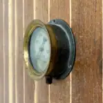 Vintage Ashcroft Pressure Gauge side view mounted on wood panel