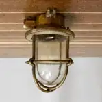 Vintage Nautical Brass Cage light detail view
