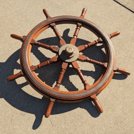 49 Inch Steamboat Ship Secondary Wheel After Fire 10 49 Inch Steamboat Ship Secondary Wheel After Fire 10