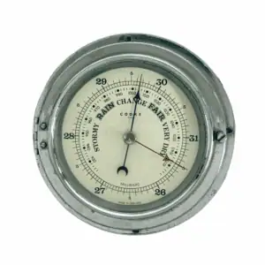 Cooke Hull Marine Barometer front view showing white dial and chrome housing