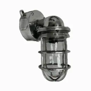 Polished Aluminum Wall Light With Thinner Junction Box front angle view