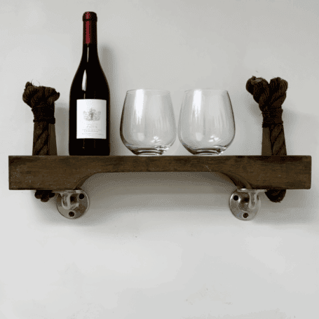 Salvaged Rope Ladder with Wood Step and Black Spacers (7) wine example