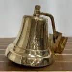 Solid brass ship bell with mounting bracket – alternate side view