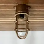 Vintage Oceanic Red Brass Ceiling Light Angled Ceiling View