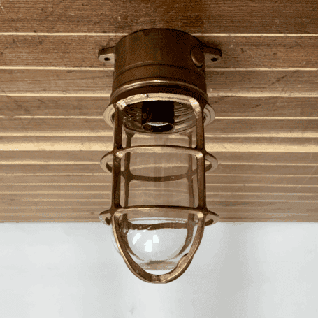 Vintage Oceanic Red Brass Ceiling Light (3) Vintage Oceanic Red Brass Ceiling Light Angled Ceiling View