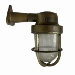 Wall-mounted brass sconce from ship salvage