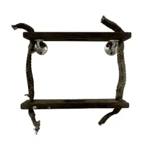 Nautical two-step rope ladder shown from a front angle