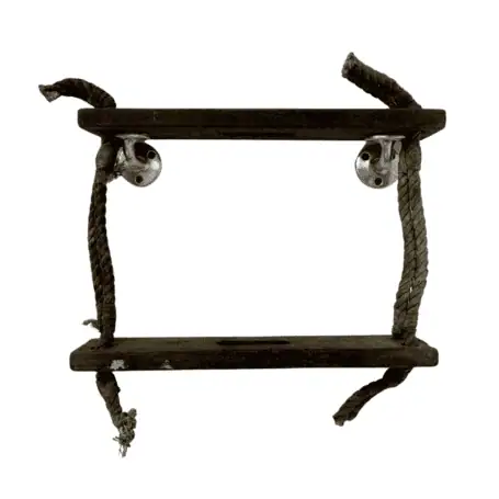 Nautical two-step rope ladder shown from a front angle