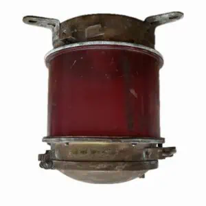 Red nautical navigation light with flat red lens – top mounting view