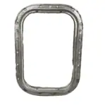Salvaged aluminum rectangular porthole frame backside