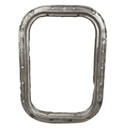 Salvaged Aluminum Rectangular Porthole - 28.25 x 20.5 with Inset 01 Salvaged aluminum rectangular porthole frame backside