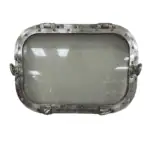 Closed aluminum rectangular porthole with four dogs