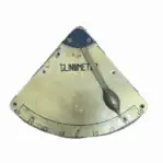 Brass clinometer close-up with pendulum and degree scale