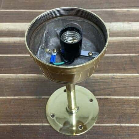 Vintage Brass Ribbed Globe Pendant Light 02 open view of vintage brass ribbed globe pendant light wiring and socket
