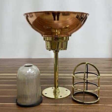 Vintage Brass Ribbed Globe Pendant Light 03 (2) disassembled vintage brass ribbed globe pendant light with copper rain cap