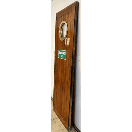 Vintage Ship Door with Porthole (3) Ship Emergency Exit Door with Porthole side view showing door thickness