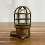 Vintage Wiska Brass Ceiling Light side profile showing marine cage design