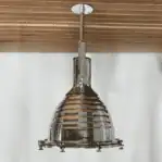 Large Aluminum Nautical Pendant Light showing brass hardware details
