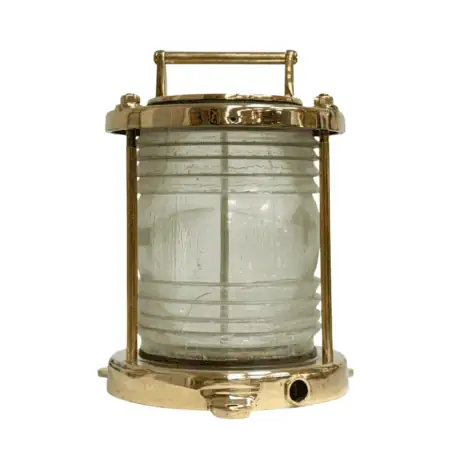 PERKO Clear Fresnel Navigation Light front view brass marine fixture