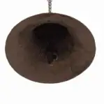 Salvaged brass ship bell interior view showing original clapper and heavy patina