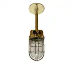 vintage brass clear globe pendant light hanging from ceiling mount