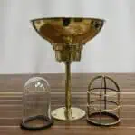 vintage brass clear globe pendant light disassembled with rain cap and parts
