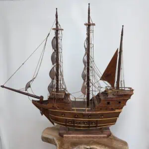 29 Inch Wooden Ship Model, 3 Mast Clipper with Repairs