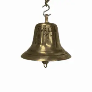 authentic brass bell hanging display view with Avalon 1996 engraving