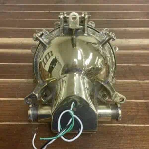 Brass Bulkhead Light | Caged Ceiling/Wall Sconce w/ Optional Conduit Wiring