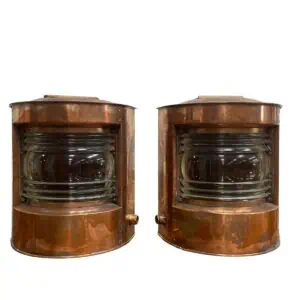 Copper lantern set – front view of matching port and starboard ship lanterns