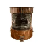 Copper nautical masthead lantern front view with Fresnel lens