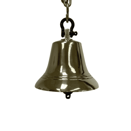 Decorative Brass Bell with Clapper - 8 lb. 02 Side view of decorative brass bell with clapper attached