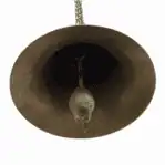 salvaged brass bell interior view showing original clapper and surface patina