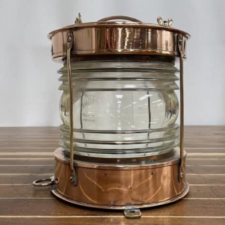 Salvaged Copper Anchor Light - 360° Glass Lens 03 Copper anchor light with 360-degree glass lens and brass handle