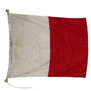 salvaged letter h nautical signal flag 36 x 28 vertical display with rope grommet