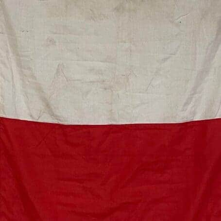 Salvaged Letter H Nautical Signal Flag - 36 x 28 02 salvaged letter h nautical signal flag 36 x 28 close up showing fabric and color
