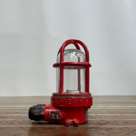 Aluminum Caged Passage Light - Mini Red Marine Ceiling Fixture 06 compact marine ceiling fixture with conduit entries and red painted housing