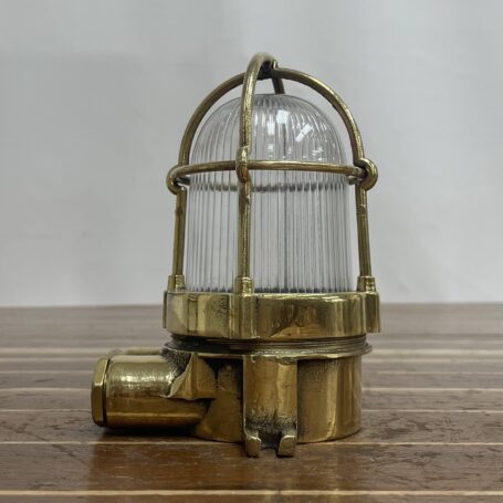 Mini Brass Caged Ceiling Light - Secure Fit, Partial Thread Cage 08 Mini Brass Caged Ceiling Light - Secure Fit, Partial Thread Cage side profile