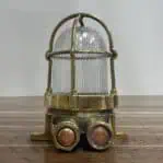 Mini Brass Caged Ceiling Light - Secure Fit, Partial Thread Cage showing the two conduits