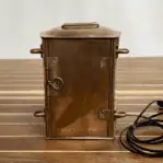 Vintage Copper Nautical Lantern with Fresnel Lens back view with hardware