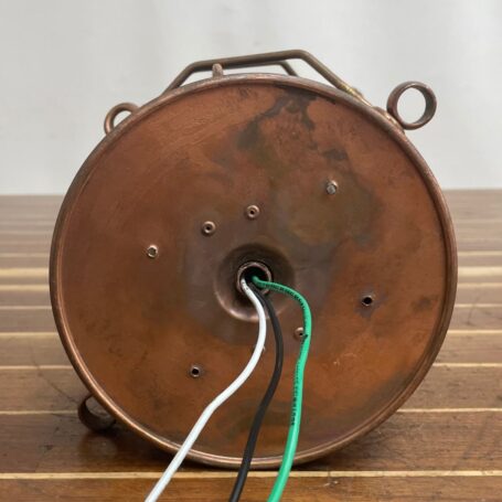 Vintage Copper Ship Lantern with Fresnel Glass Lens 07 vintage copper ship lantern bottom view with exposed wiring