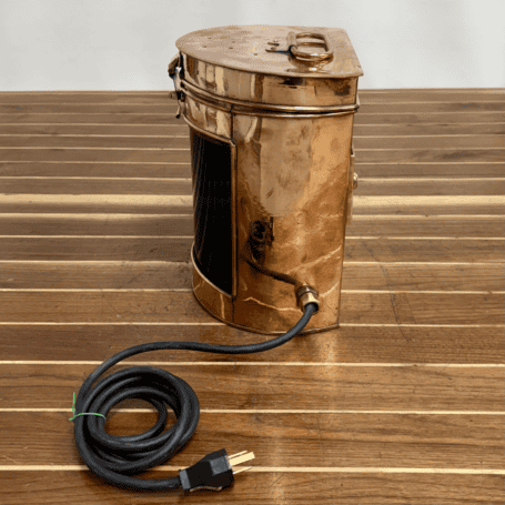 Vintage Copper Ship Navigation Light with Green Marine Lens (4) Copper Ship Navigation Light side view showing plug exit