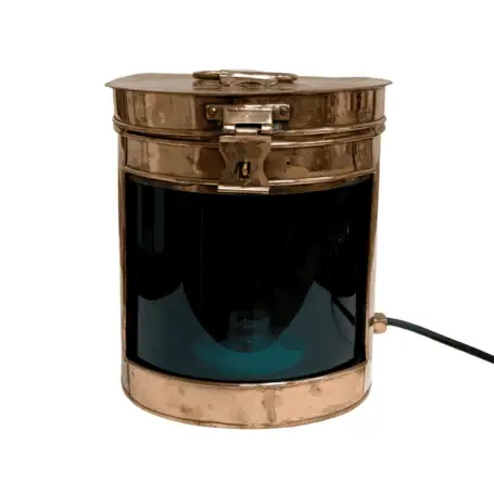 Copper Ship Navigation Light with green marine lens main view